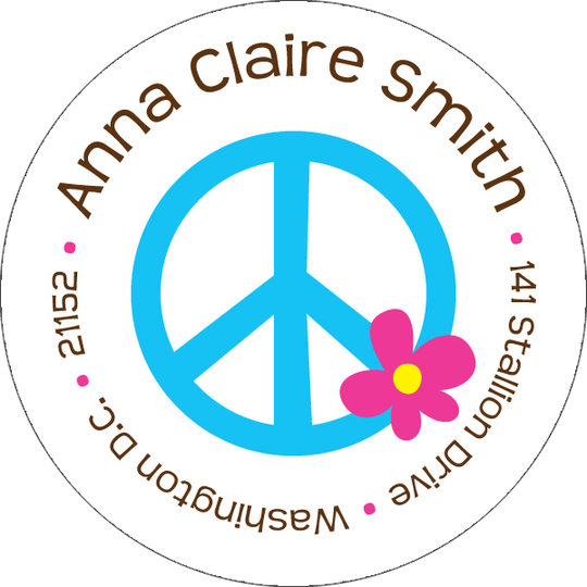 Floral Peace Sign Round Address Labels